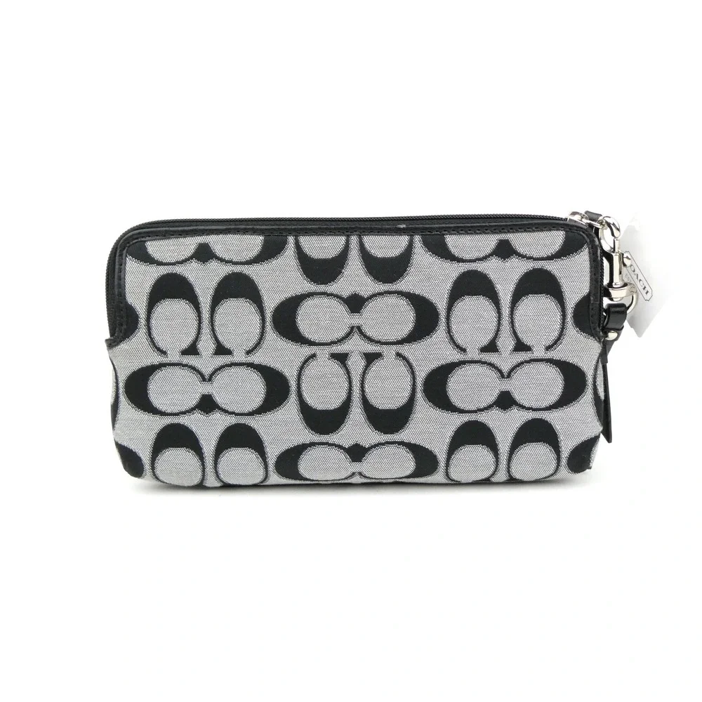 Coach Daisy Outline Signature Moonlight Metallic Double Zip Wristlet F49457